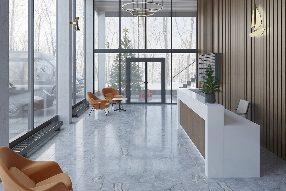 Coral convector heater for spaces with panoramic glazing, minimal height